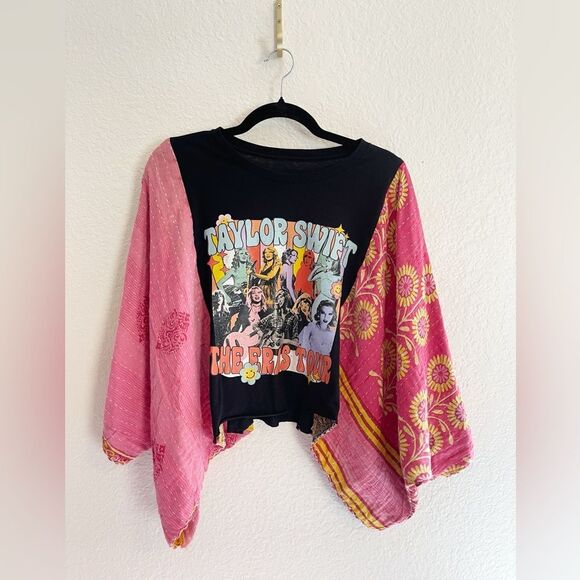 Taylor Swift Up cycled Kimonos! Patchwork Sleeves with graphic band T’s. - Picture 2 of 2